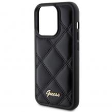 Оригинален калъф / кейс / Guess HC PU Quilted Metal Logo за iPhone 15 Pro Max (6.7) - черен гръб