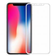 5D full cover Tempered glass screen protector Apple iPhone X / Извит стъклен скрийн протектор Apple iPhone X - бял