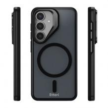 Удароустойчив хибриден кейс Etteri Morning Fog с Magsafe и стойка за Samsung Galaxy S26 - Черен