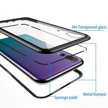 Магнитен калъф Bumper Case 360° FULL за Samsung Galaxy A70 - прозрачен / черна рамка