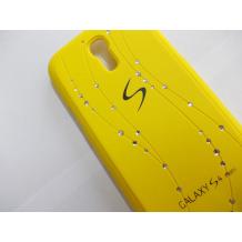 Заден предпазен твърд гръб / капак / с камъни за Samsung Galaxy S4 mini i9190 / Samsung S4 Mini i9195 / i9192 - жълт