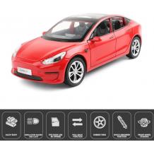 Метална кола с отварящи се врати капаци светлини и звуци Tesla model 3 1:24