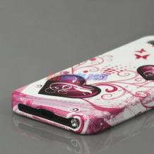 Силиконов калъф ТПУ за Apple iPhone 5 - бял / розови сърца