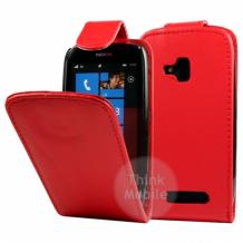 Кожен калъф Flip тефтер за Nokia Lumia 610 - червен