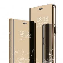 Луксозен калъф Clear View Cover с твърд гръб за Samsung Galaxy S10e - златист