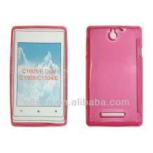 Силиконов гръб / калъф / TPU за Sony Xperia E Dual C1605 - розов / прозрачен