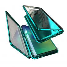 Магнитен калъф Bumper Case 360° FULL за Samsung Galaxy S10 - прозрачен / зелена рамка