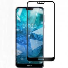 3D full cover Tempered glass Full Glue screen protector Nokia 7.1 2018 / Извит стъклен скрийн протектор с лепило от вътрешната страна за Nokia 7.1 2018 - черен