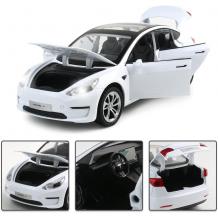 Метална кола с отварящи се врати капаци светлини и звуци Tesla model 3 1:24