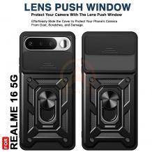 Удароустойчив твърд гръб / Кейс Defender Armor Ring Magnetic Holder lens cover Realme 16 5G - черен