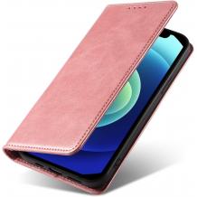 Кожен калъф Flip тефтер Magnetic Book със стойка за Apple iPhone 17 Air (6.9) - Rose Gold