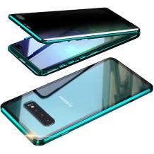 Магнитен калъф Bumper Case 360° FULL за Samsung Galaxy S10 - прозрачен / зелена рамка