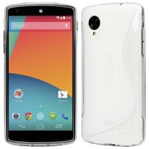 Силиконов калъф / гръб / TPU S-Line за LG Nexus 5 E980 - бял / прозрачен