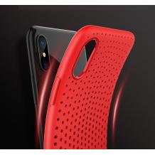 Луксозен силиконов калъф / гръб / TPU ROCK DOT Series за Apple iPhone X - червен