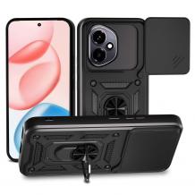 Удароустойчив гръб TPU кейс Slide Camera Case Magnetic Finger Ring Car Holder за Honor 400 5G - черен