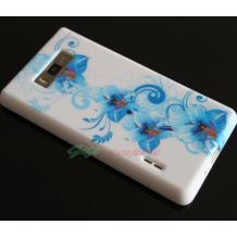 Силиконов гръб / калъф / ТПУ за LG Optimus L7 P700 - бял със сини цветя