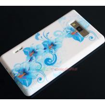 Силиконов гръб / калъф / ТПУ за LG Optimus L7 P700 - бял със сини цветя