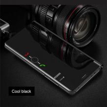 Луксозен калъф Clear View Cover с твърд гръб за Huawei Y5p - черен