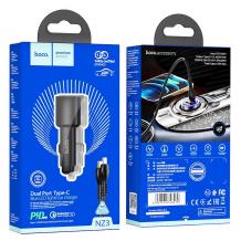 Зарядно за кола HOCO NZ3 / Dual USB / Type-C to Lightning Quick Car Charger QC3.0 - черно