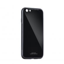 Луксозен стъклен твърд гръб за Apple iPhone 6 Plus / iPhone 6S Plus - черен