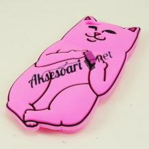 Силиконов калъф / гръб / TPU 3D за Apple iPhone 5 / iPhone 5S - Bad Cat / цикламен