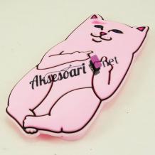 Силиконов калъф / гръб / TPU 3D за Apple iPhone 5 / iPhone 5S - Bad Cat / розов