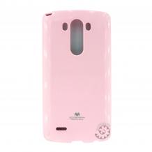 Луксозен силиконов калъф / гръб / TPU Mercury GOOSPERY Jelly Case за LG G3 S / LG G3 Mini D722 - розов