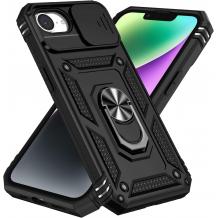 Силиконов твърд гръб TPU кейс Slide Camera Case Magnetic Finger Ring Car Holder за iPhone 16e