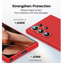 Силиконов калъф / гръб / TPU кейс за Samsung S24 Ultra 5G - червен кейс със защита за камерата