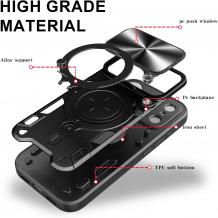 Удароустойчив твърд гръб / Кейс Defender Armor Ring Magnetic Holder lens cover Honor 600 - черен