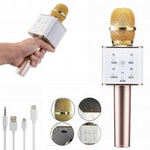 Караоке микрофон с вградени стерео високоговорители / Bluetooth Wireless Microphone Hifi Speaker Q7 - Gold
