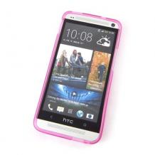 Силиконов калъф / гръб / TPU за HTC One M7 - розов / прозрачен