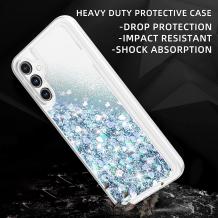 Луксозен твърд гръб / кейс / 3D Water Case за Samsung Galaxy A54 5G - прозрачен кейс с течен брокат / сребрист
