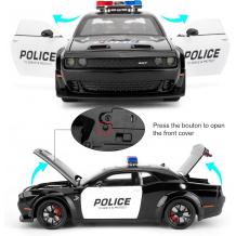 Метална кола с отварящи се врати капаци светлини и звуци Dodge Challenger Police - 1:24 