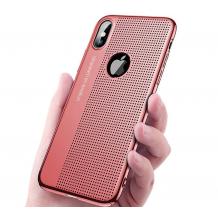 Оригинален твърд гръб Baseus Bright Case за Apple iPhone X - Rose Gold / Grid