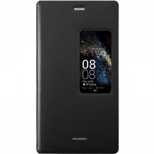 Оригинален кожен калъф Flip Cover S-View за Huawei Ascend P8 / Huawei P8 - черен