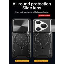 Удароустойчив твърд гръб / Кейс Defender Armor Ring Magnetic Holder lens cover Huawei Pura 80 Ultra 5G / Pura 80 Pro 5G - черен