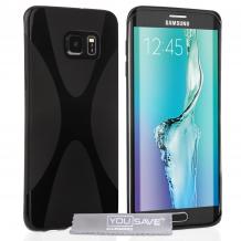 Силиконов калъф / гръб / ТПУ X Line за Samsung Galaxy S6 Edge+ G928 / S6 Edge Plus - черен