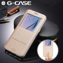 Луксозен калъф Flip тефтер със стойка S-View G-CASE за Samsung Galaxy S7 G930 - златист