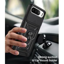 Удароустойчив твърд гръб / Кейс Defender Armor Ring Magnetic Holder lens cover Realme 16 5G - черен