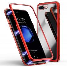 Магнитен калъф Bumper Case 360° FULL за Apple iPhone 6 / iPhone 6S - прозрачен / червена рамка