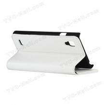 Хоризонтален кожен калъф със стойка за LG OPtimus L9 - Бял
