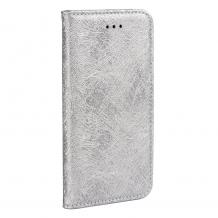 Лукзозен кожен калъф Magic Book със стойка за Samsung Galaxy Xcover 4 G390 - сребрист