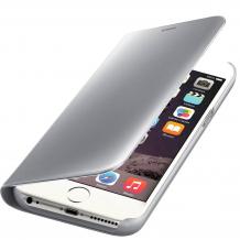 Луксозен калъф Clear View Cover с твърд гръб за Apple iPhone 8 Plus - сребрист