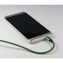 Micro USB кабел за зареждане и пренос на данни с дължина 2m за Samsung, LG, HTC, Sony, Lenovo и други - зелено и черно