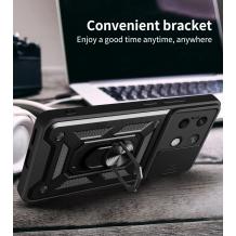 Удароустойчив гръб TPU кейс Slide Camera Case Magnetic Finger Ring Car Holder за Xiaomi Redmi Note 13 5G - черен