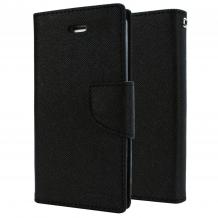 Кожен калъф Flip тефтер Mercury GOOSPERY Fancy Diary със стойка за HTC One M8 - черен