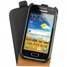 Кожен калъф тип Flip за Samsung Galaxy Ace 2 I8160 - черен