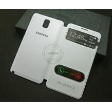 Кожен калъф Flip Cover / S-View за Samsung Galaxy Note 3 N9000 / SAmsung Note 3 N9005 - бял