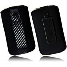 Велурен калъф с издърпване за Ericsson X10 mini , Spiro - Carbon - черен